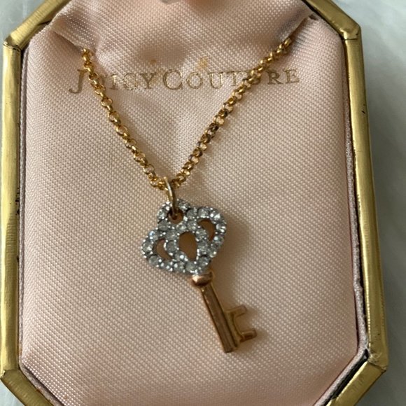Juicy Couture | Jewelry | Juicy Couture Pave Key Wish Pendant Gold ...